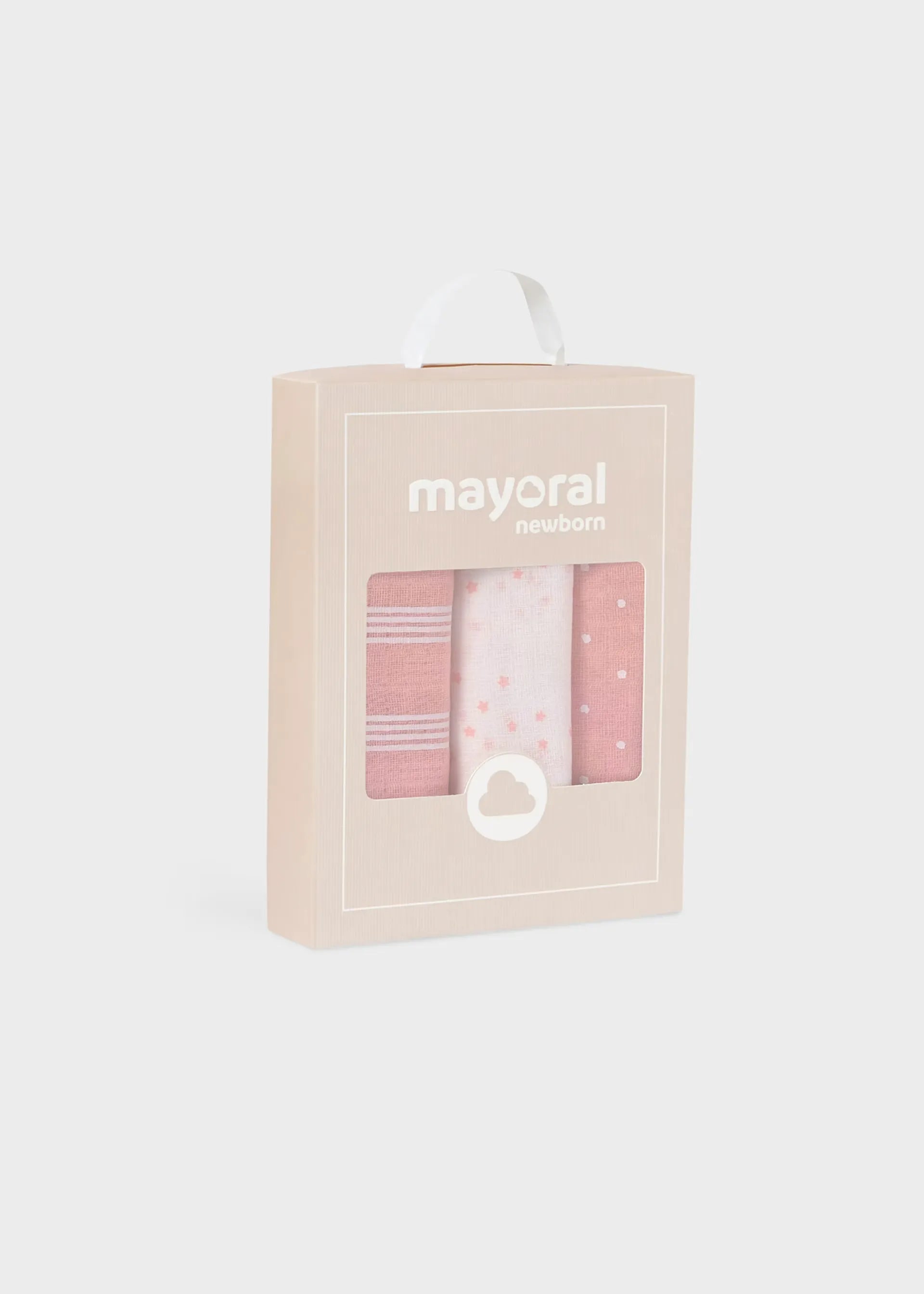 Set 3 Muselinas Gasa Rosa Estampado Mayoral Empaque