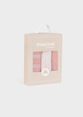Set 3 Muselinas Gasa Rosa Estampado Mayoral Empaque