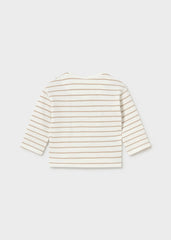 Camiseta Manga Larga Dino Bordado Lineas Beige Mayoral Revés