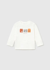 Camiseta Manga Larga Cuadros Animales Blanco Mayoral
