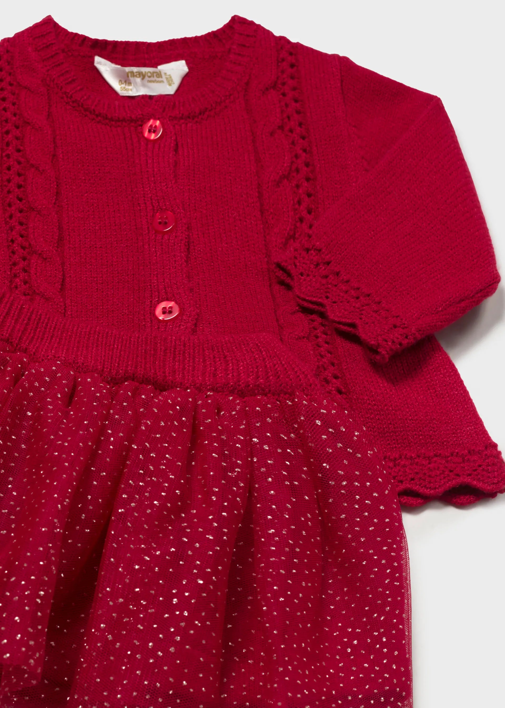 Conjunto 3 Piezas Falda Tul Brillo Rojo Mayoral DETALLE
