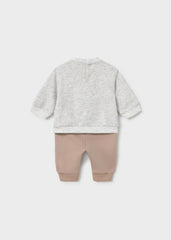 Conjunto Manga Larga Bordado Oso Gris Mayoral