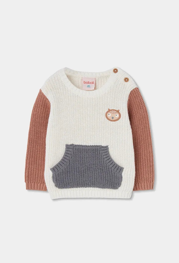 Saco Tejido Buho Combinado Café Boboli MODELO