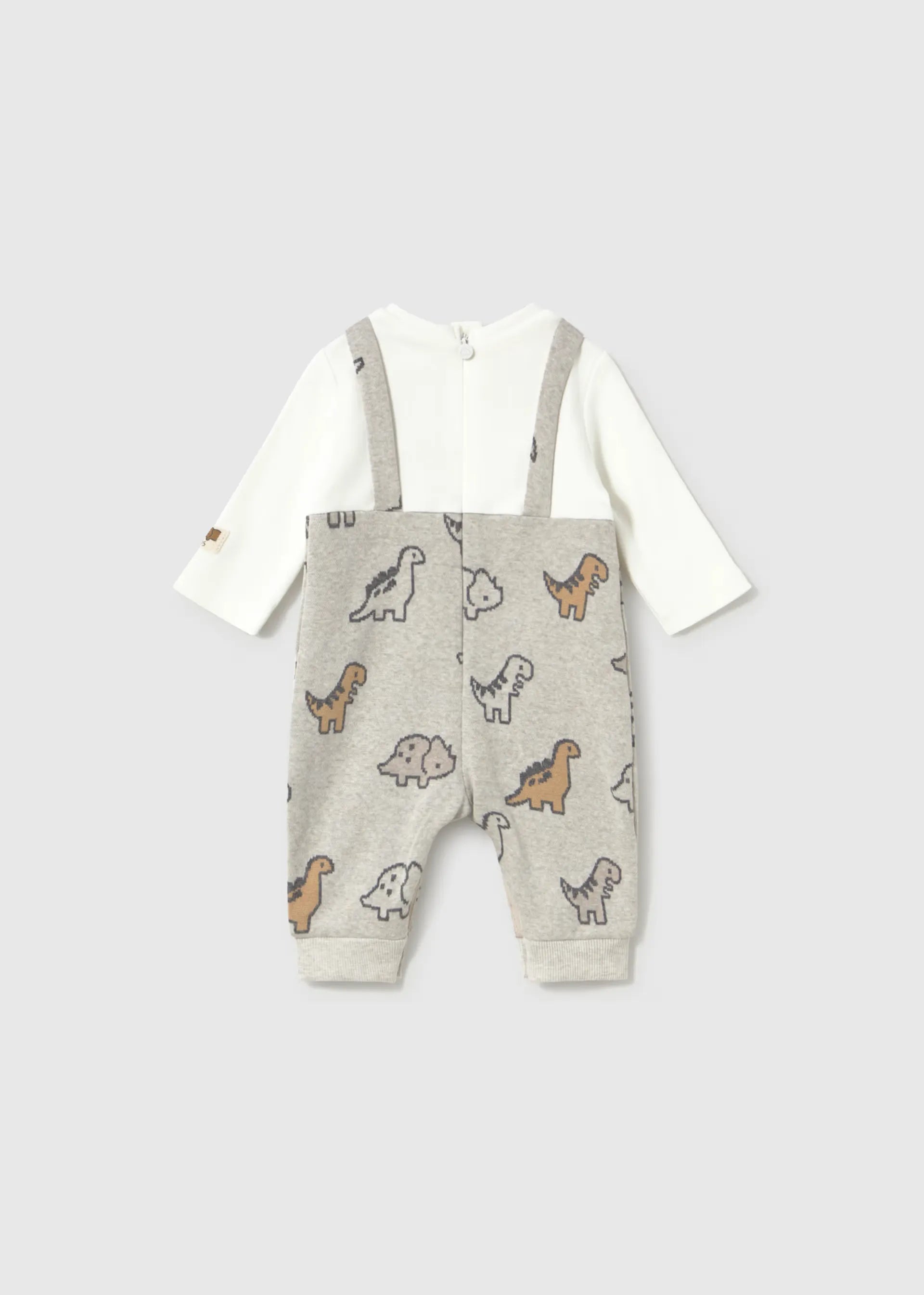 Conjunto Overol Estampado Dinosaurios Gris Mayoral Moda