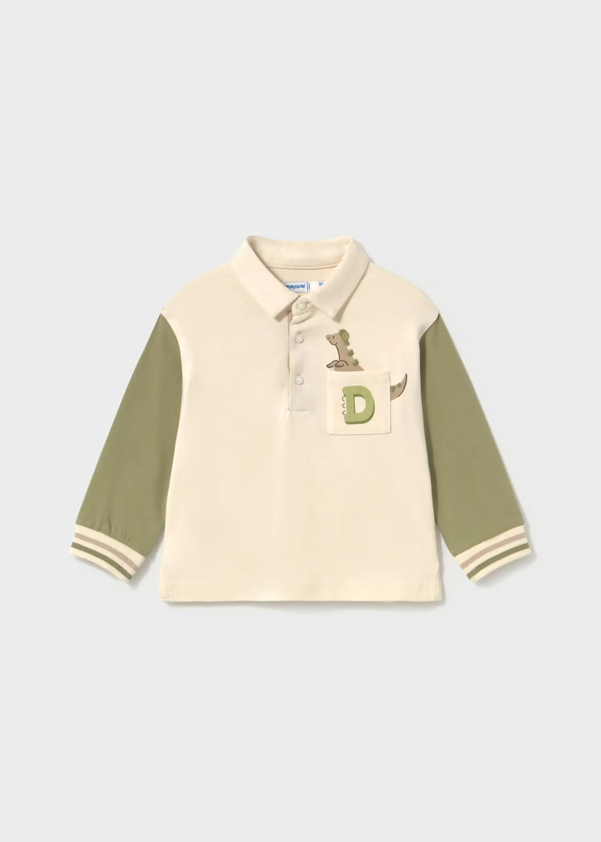 Polo Manga Larga Bolsillo Dino Combinado Verde Mayoral 
