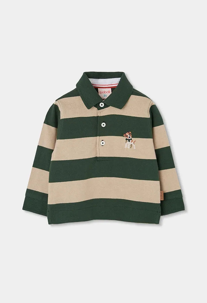 Polo Manga Larga Rayas Dog Verde Boboli estilo
