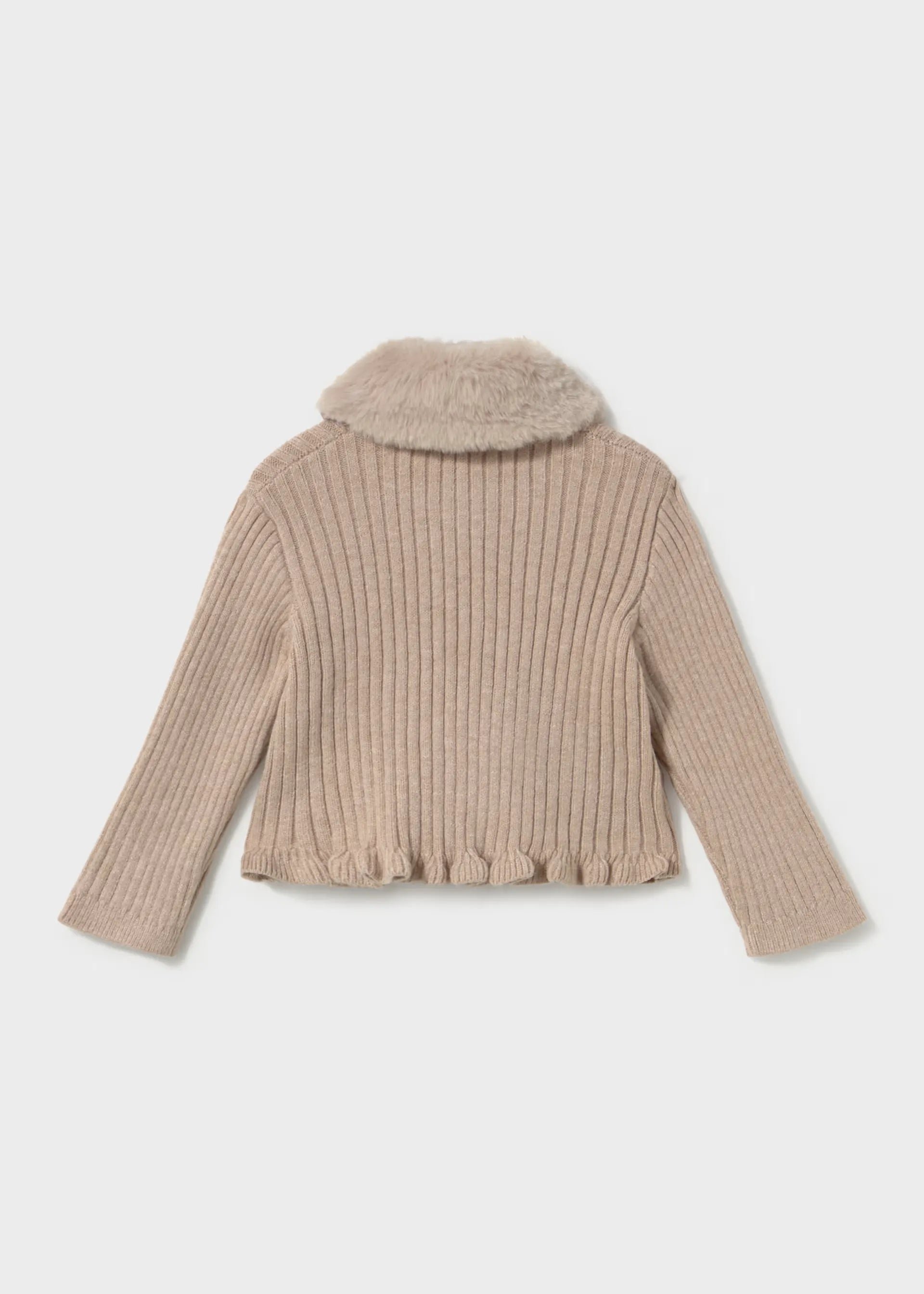 Saco Tejido Cuello Peluche Café Mayoral Revés