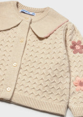 Saco Tejido Flores Rosa Beige Mayoral Detalle