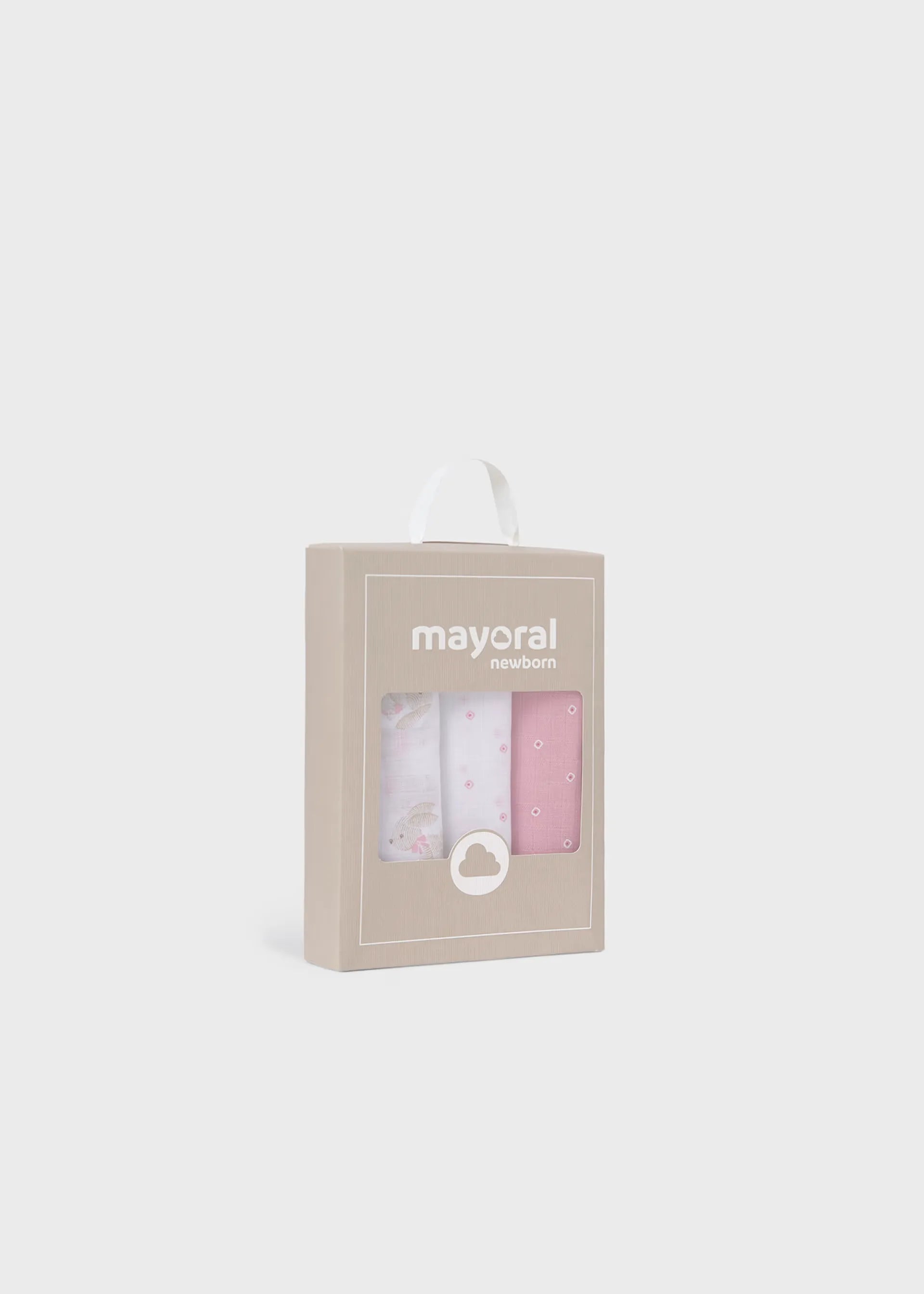 Set 3 Muselinas Conejo Rombos Rosa Mayoral Empaque