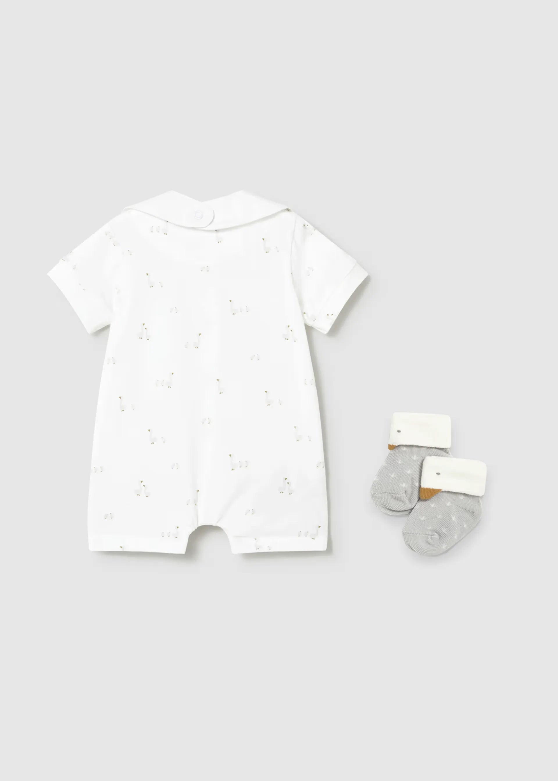 Set Pelele Estampado Patos Blanco Mayoral detalle