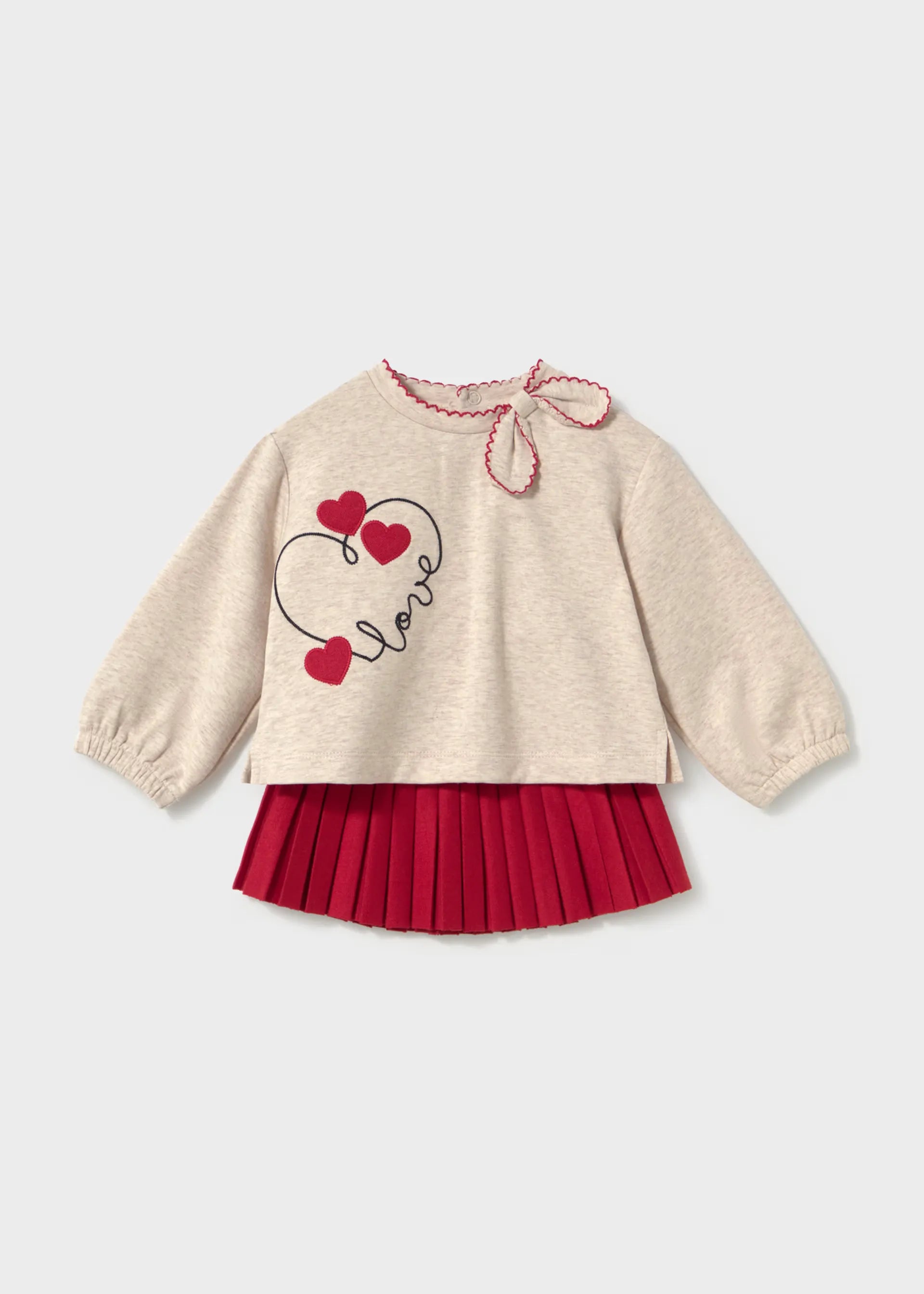 Conjunto Falda Plisada Corazon Rojo Mayoral