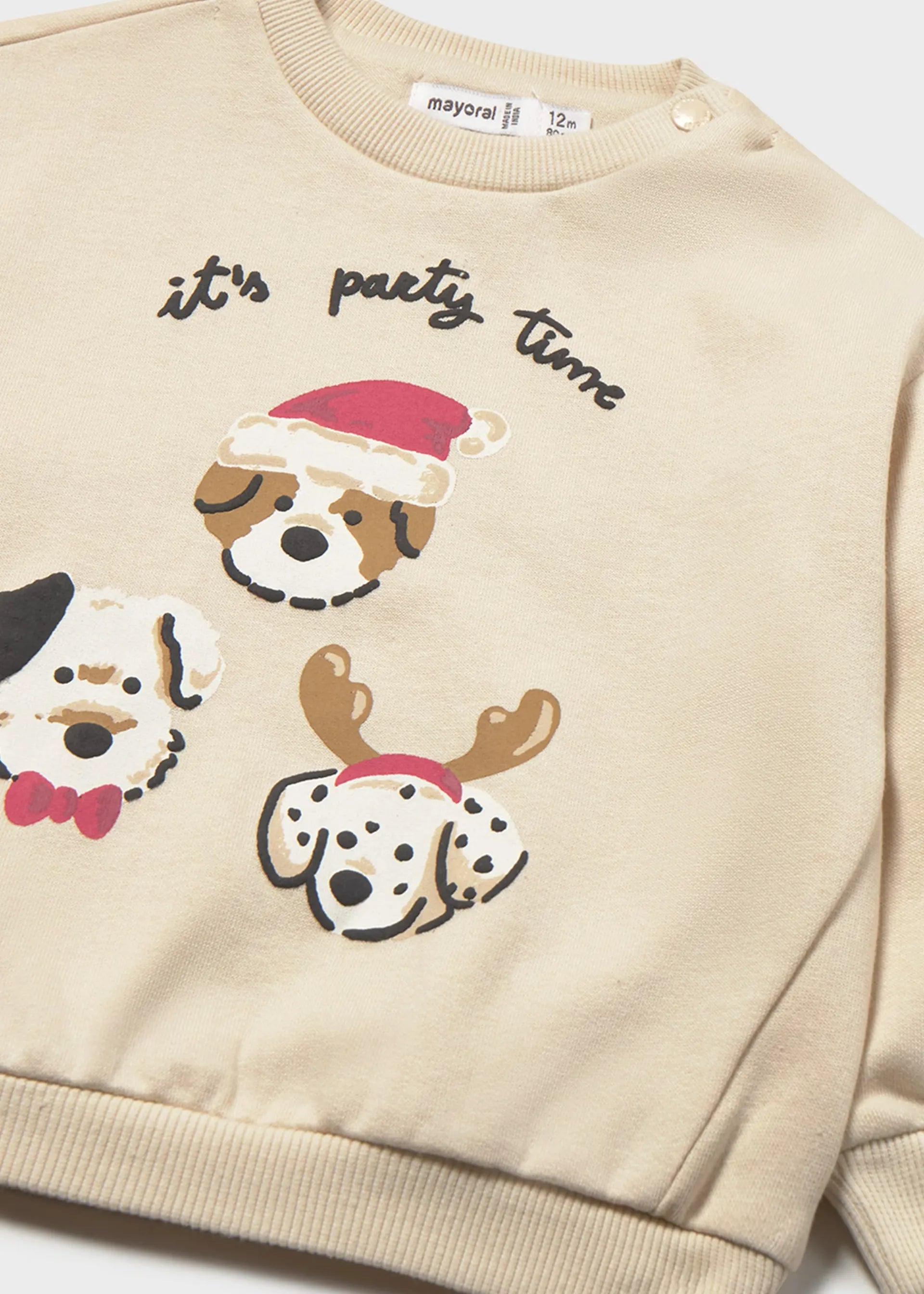 Saco Estampado Perritos Beige Navidad Mayoral Detalle