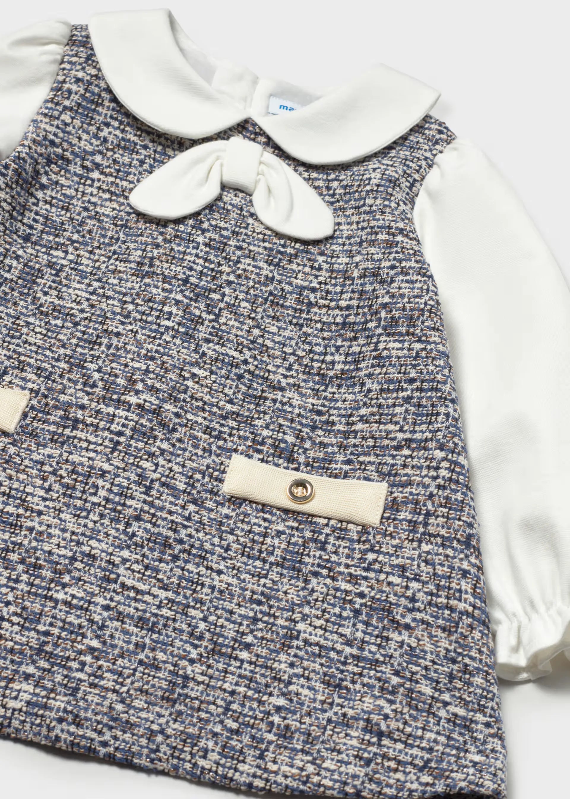 Vestido Combinado Tejido Azul Mayoral detalle