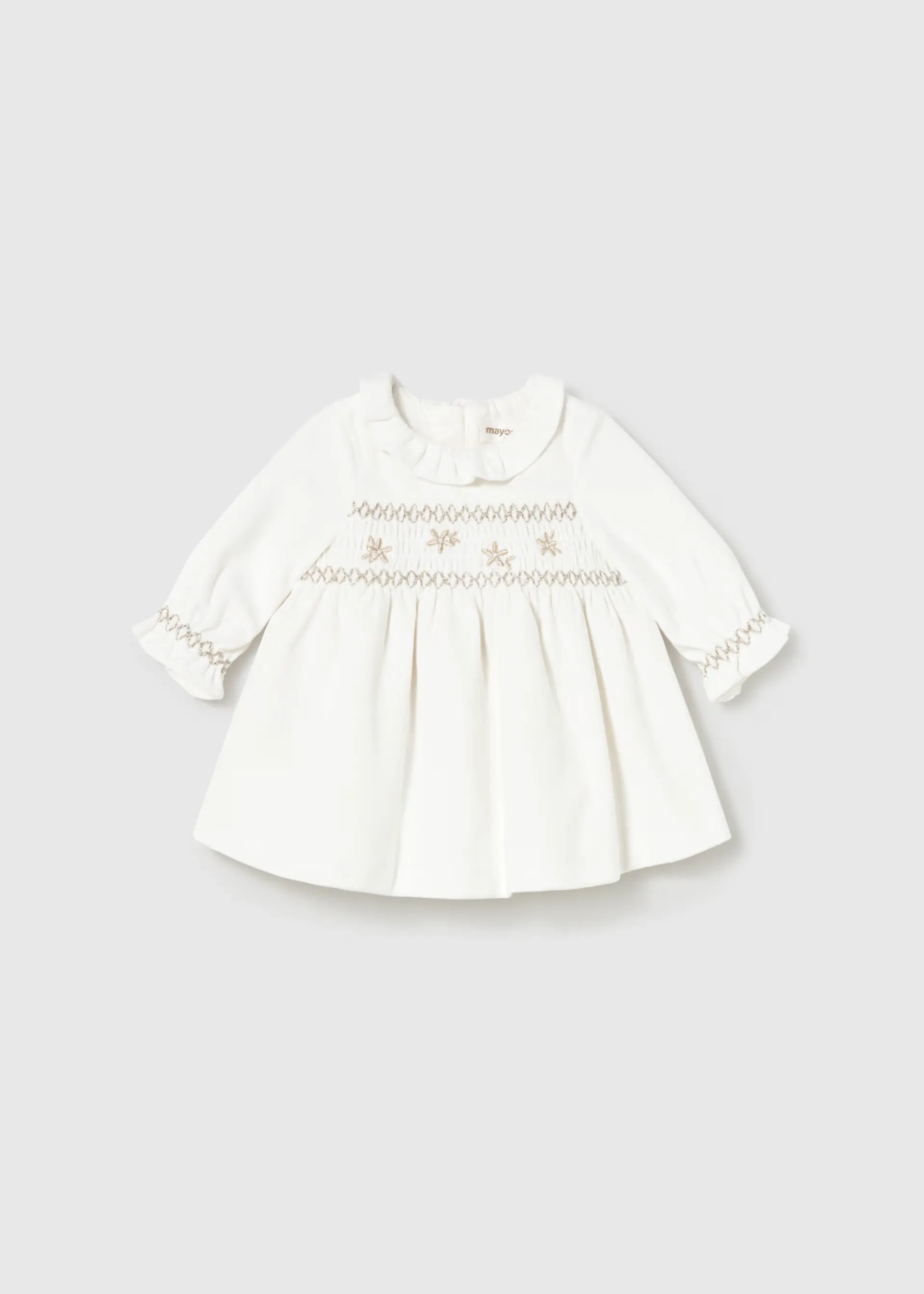 Vestido Terciopelo Resortado Blanco Mayoral Moda