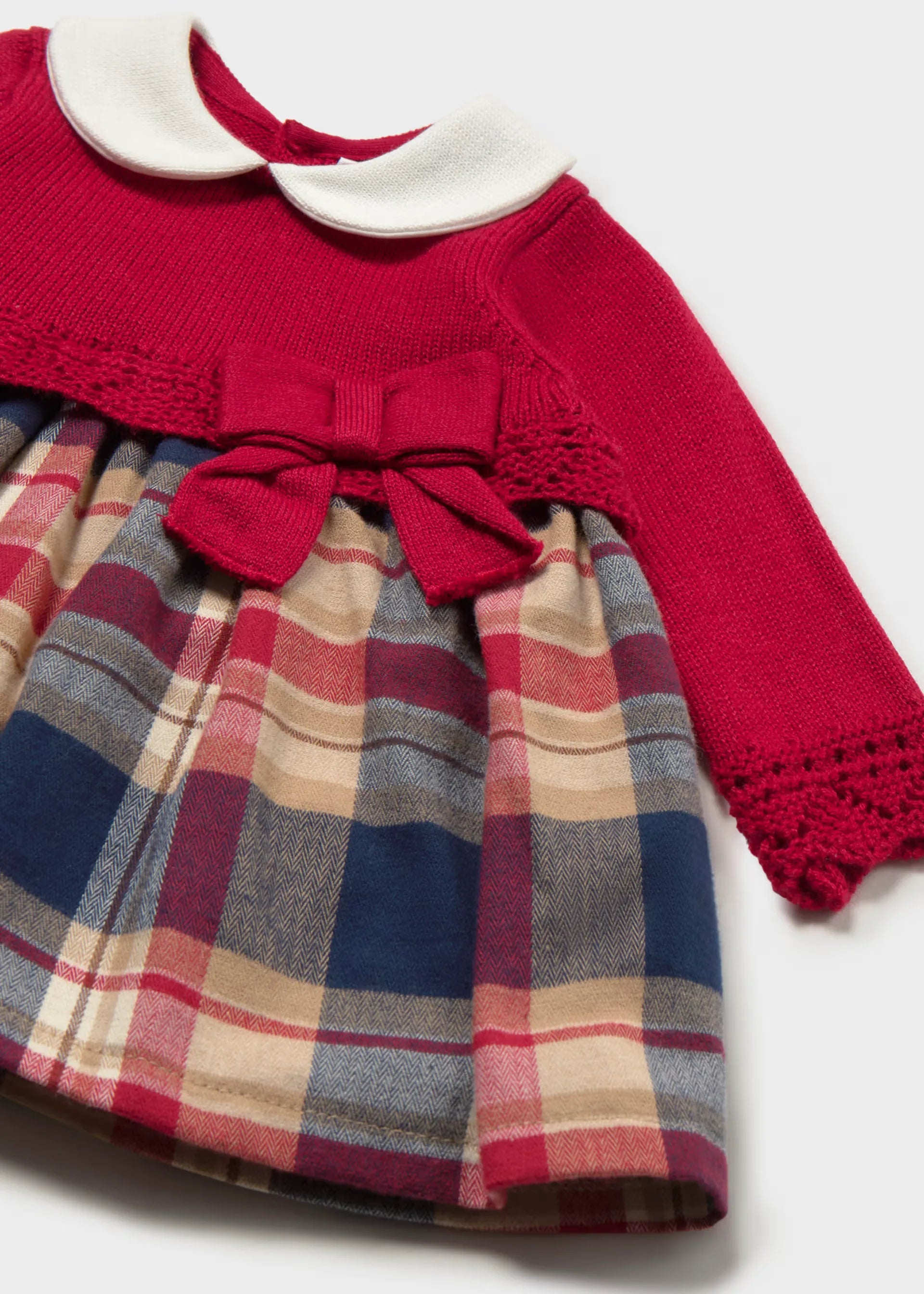 Vestido Cuadros Rojo Mayoral Detalle