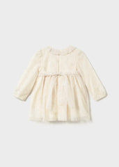 Vestido Tul Flores Crema Mayoral