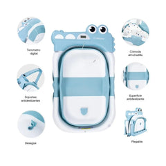 Bañera Plegable Bubble Con Soporte Azul Bebebsit usos