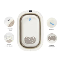 Bañera Plegable con Termometro Splash Gris Bebebsit modos