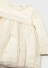 Vestido Tul Flores Crema Mayoral