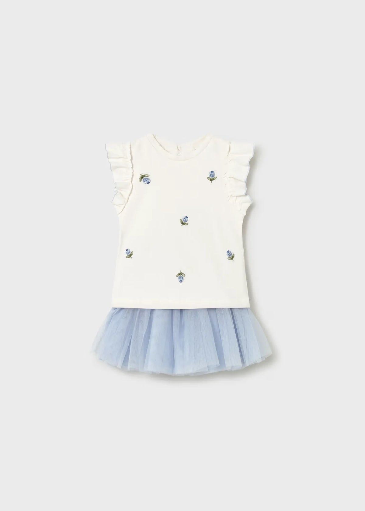 Conjunto Falda Tul Blusa Bordada Azul Mayoral