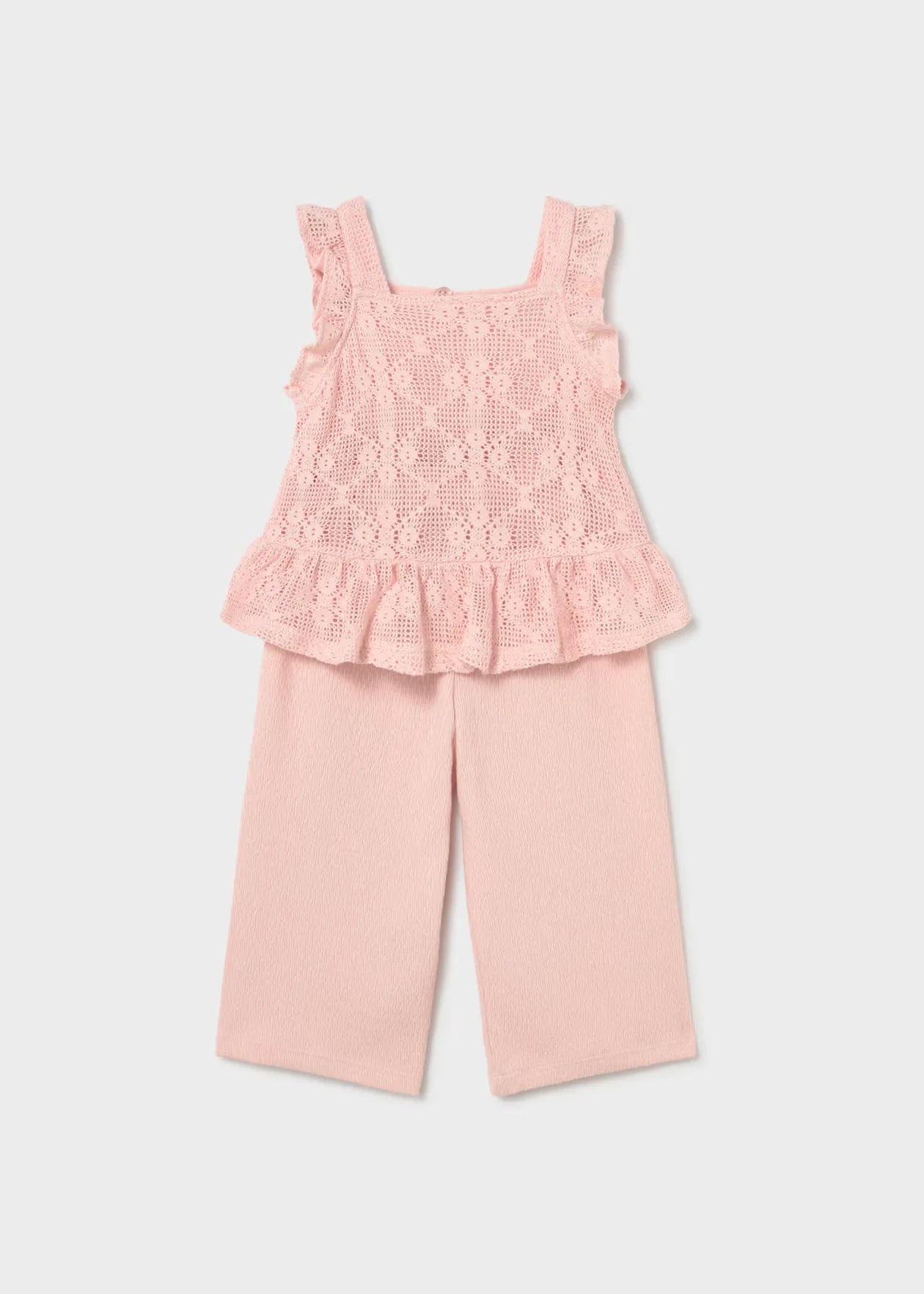 Conjunto Pantalón Blusa Crochet Rosa Mayoral
