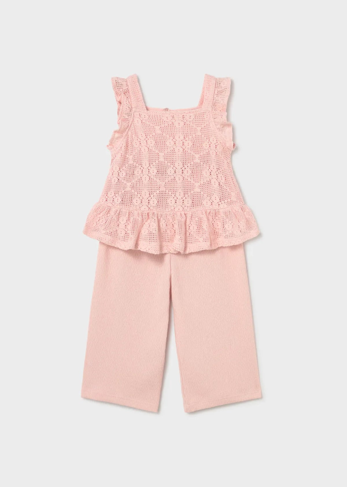 Conjunto Pantalón Blusa Crochet Rosa Mayoral