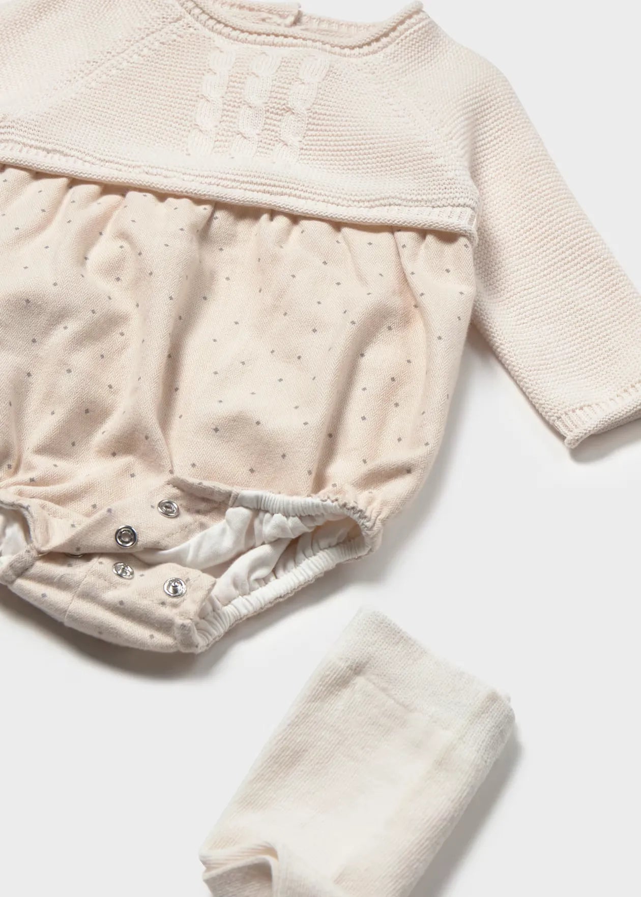 Body Combinado y Medias Puntos Beige Detalle