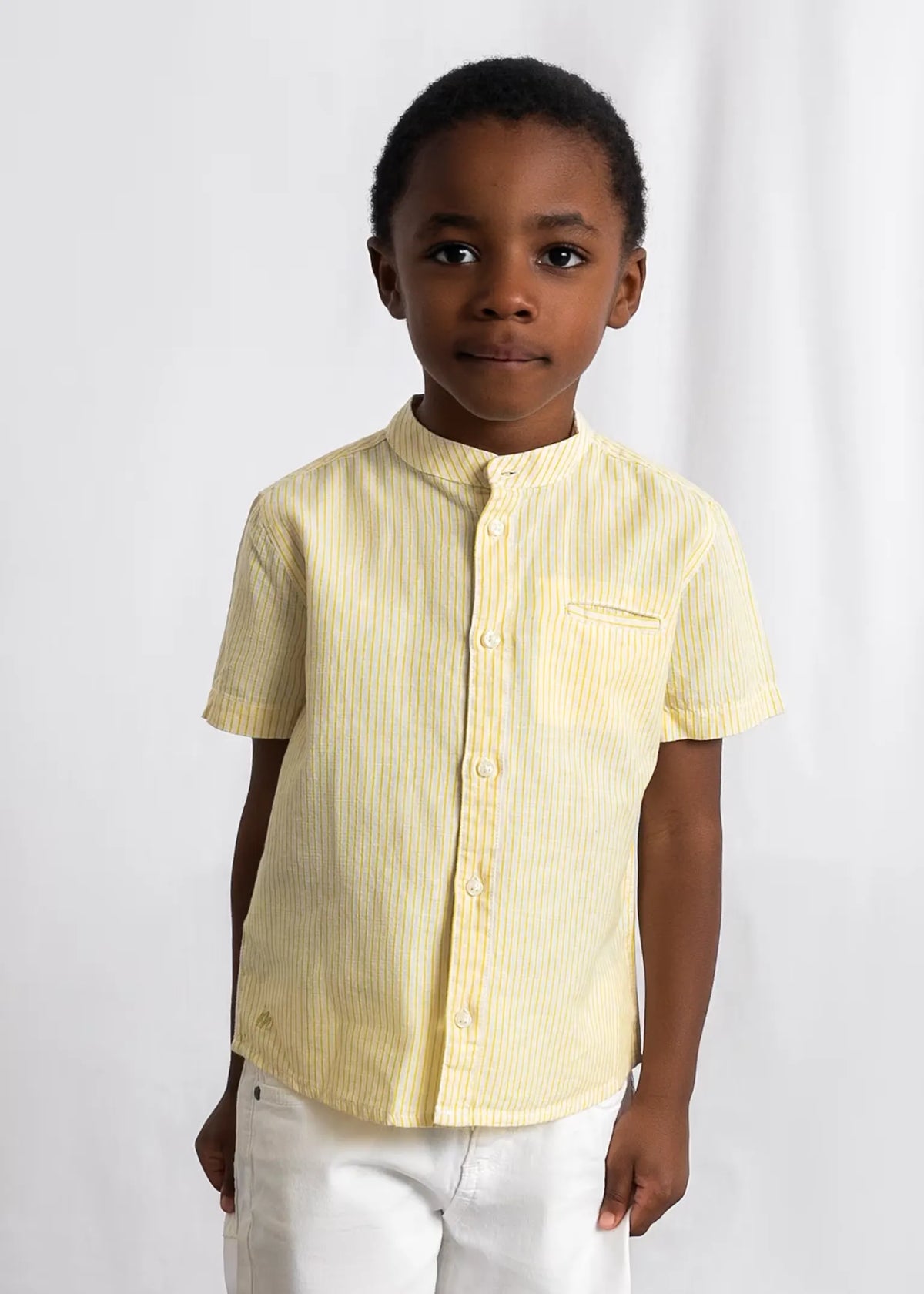 Camisa Cuello Mao Lino Amarillo Mayoral