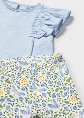 Conjunto Leggins y Blusa Estampado Flores Azul