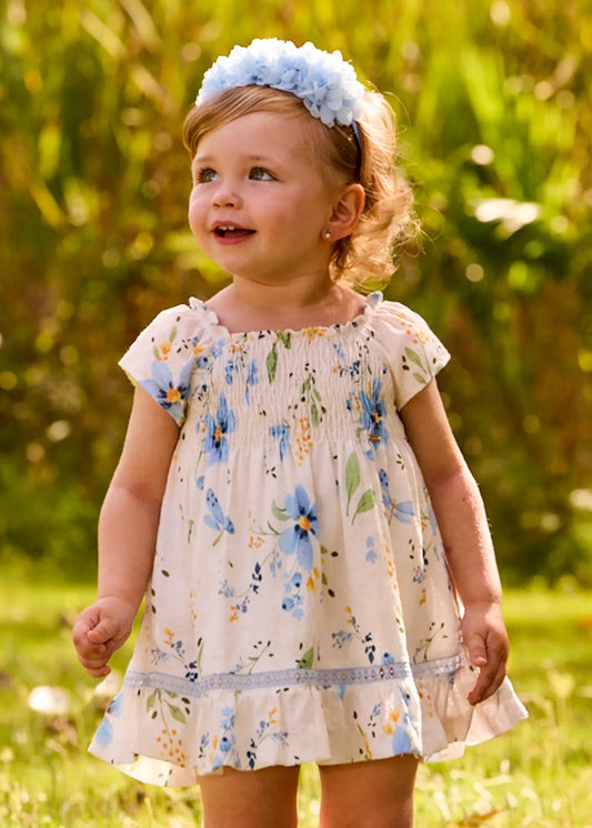 Vestido Pecho Resortado Florar Azul Mayoral modelo