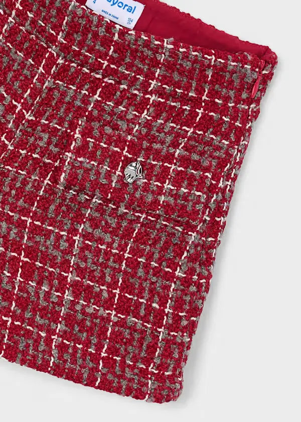 Short Tejido Tweed Rojo Mayoral Detalle