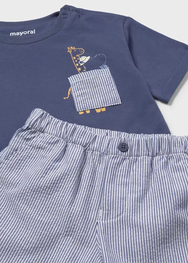 Conjunto Bermuda Rayas Azul Mayoral detalle