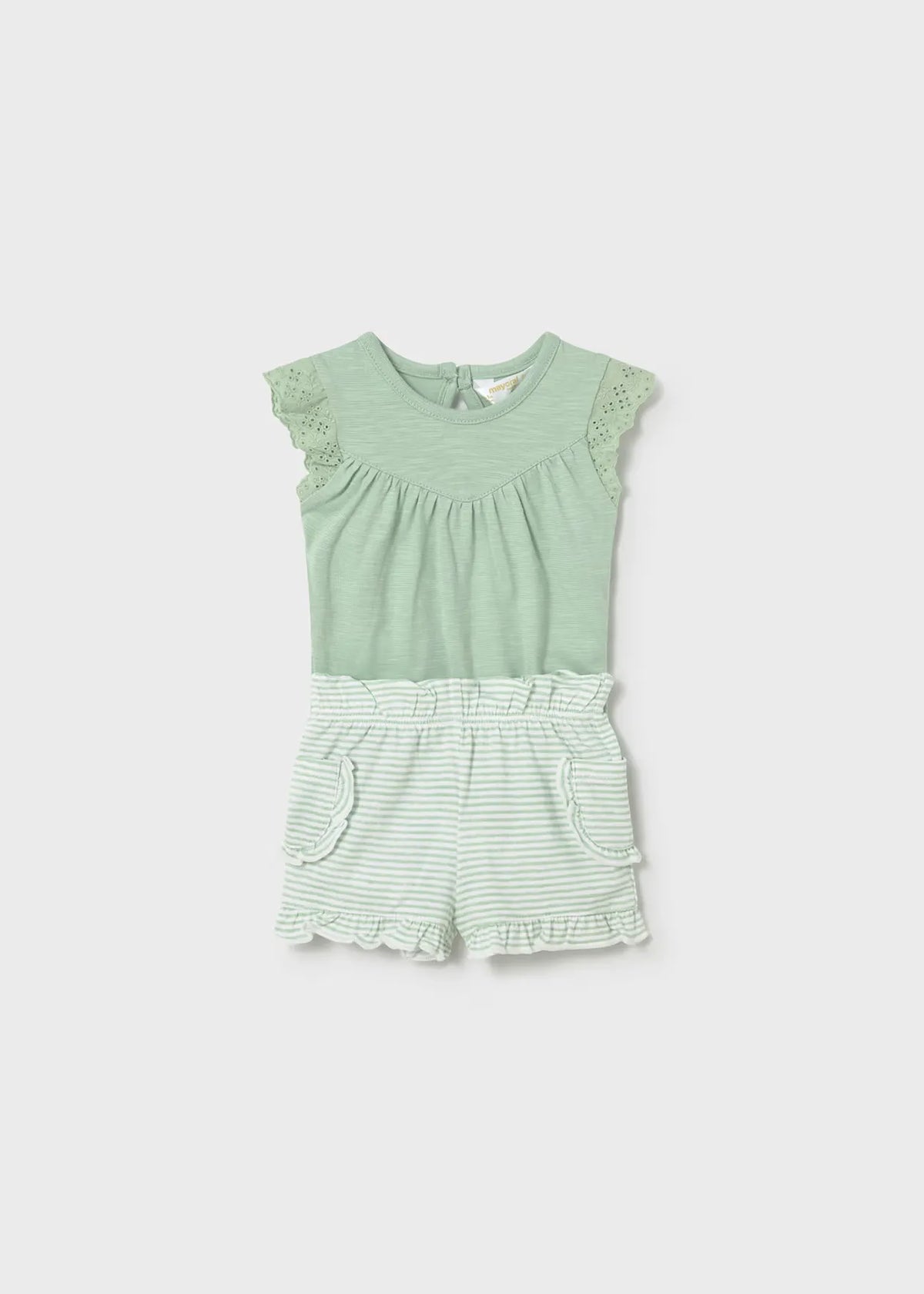 Conjunto Short y Body Cuello Rayas Verde Mayoral