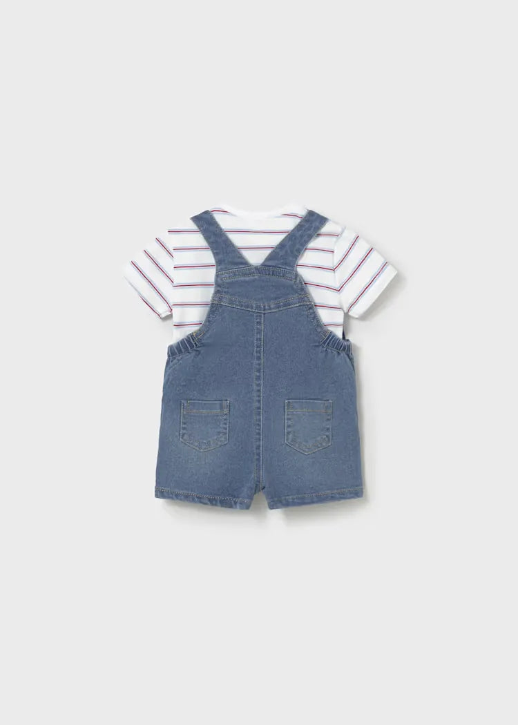 Conjunto Overol Denim Camiseta Rayas Mayoral estilo