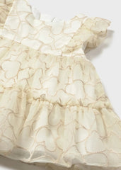 Vestido Ceremonia Tul Corazones Beige Mayoral