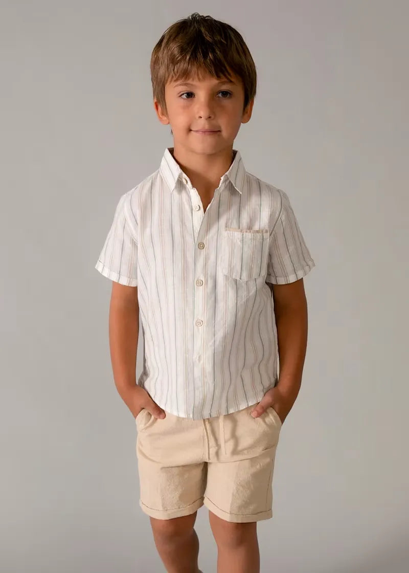 Conjunto Camisa Bermuda Lino Verde Mayoral