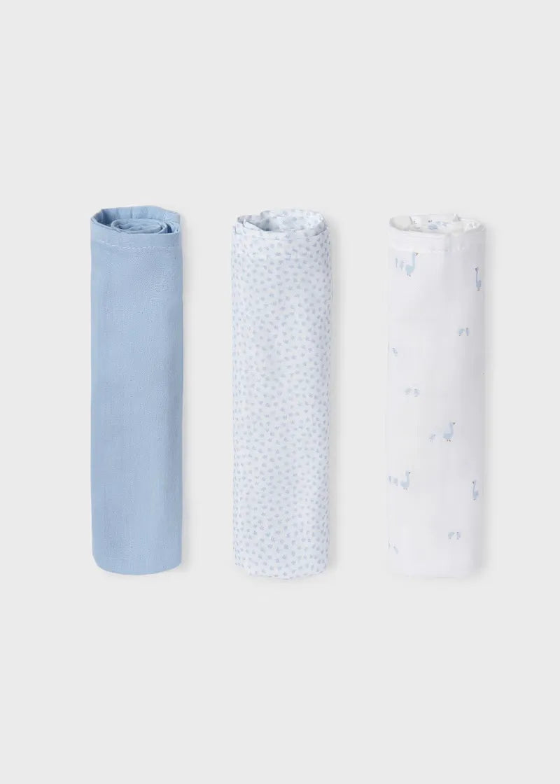 Set 3 Muselinas Estampado Azul Mayoral