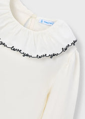 Blusa Manga Larga Detalle Cuello Negro Mayoral Detalle