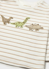 Camiseta Manga Larga Dino Bordado Lineas Beige Mayoral Detalle
