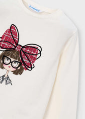 Blusa Manga Larga Estampado Muñeca Moño Rojo Mayoral Detalle
