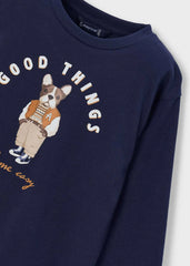 Camiseta Manga Larga Estampado Dog Navy Mayoral Detalle