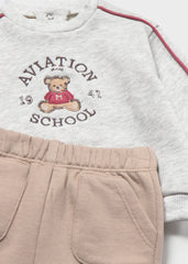 Conjunto Manga Larga Bordado Oso Gris Mayoral
