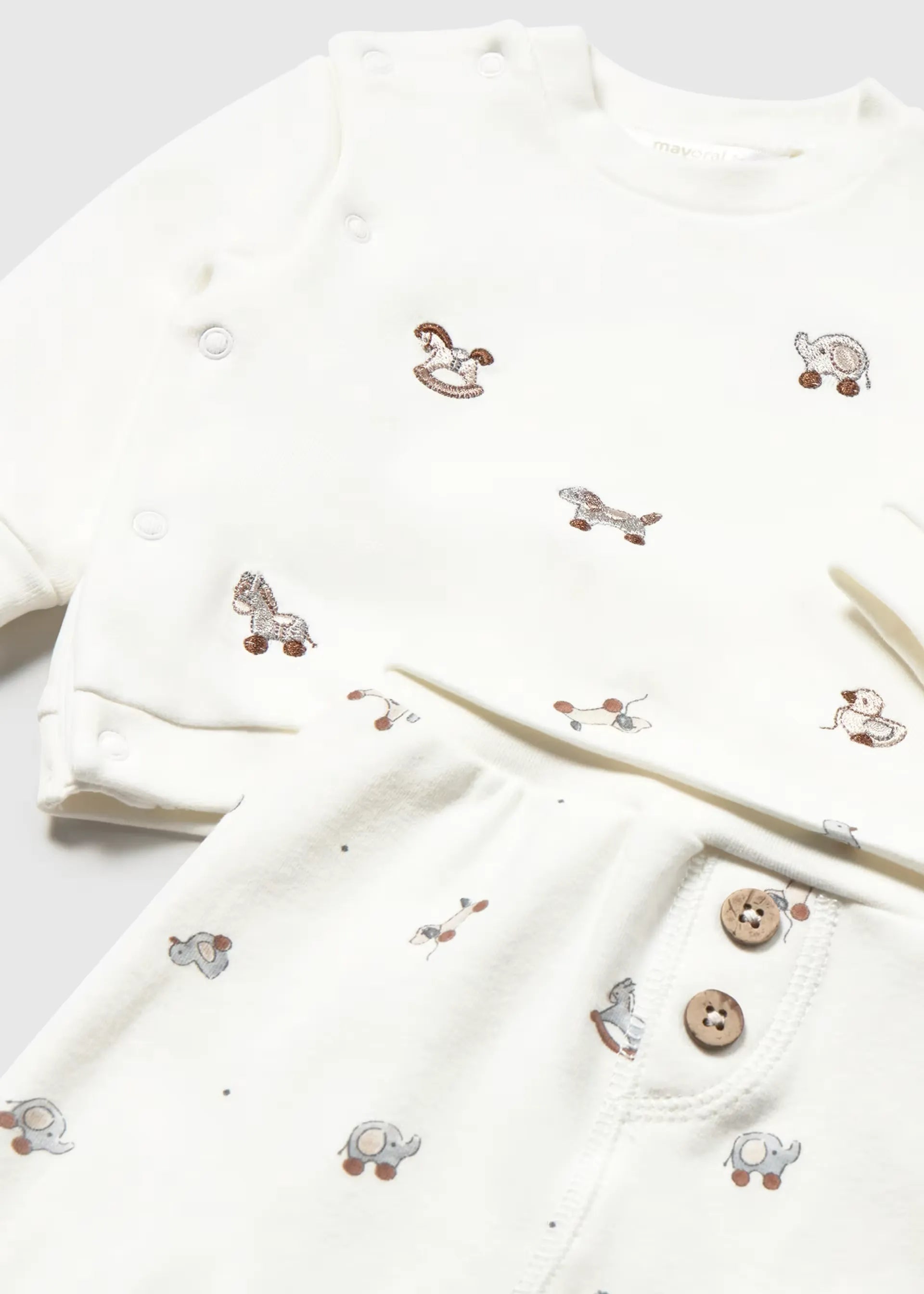 Conjunto Manga Larga Animales Blanco Mayoral Detalle