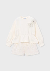 Conjunto Short Lentejuelas Crema Mayoral estilo