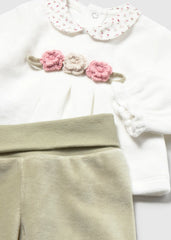 Conjunto Pantalon Bordado Laurel Verde Mayoral Detalle