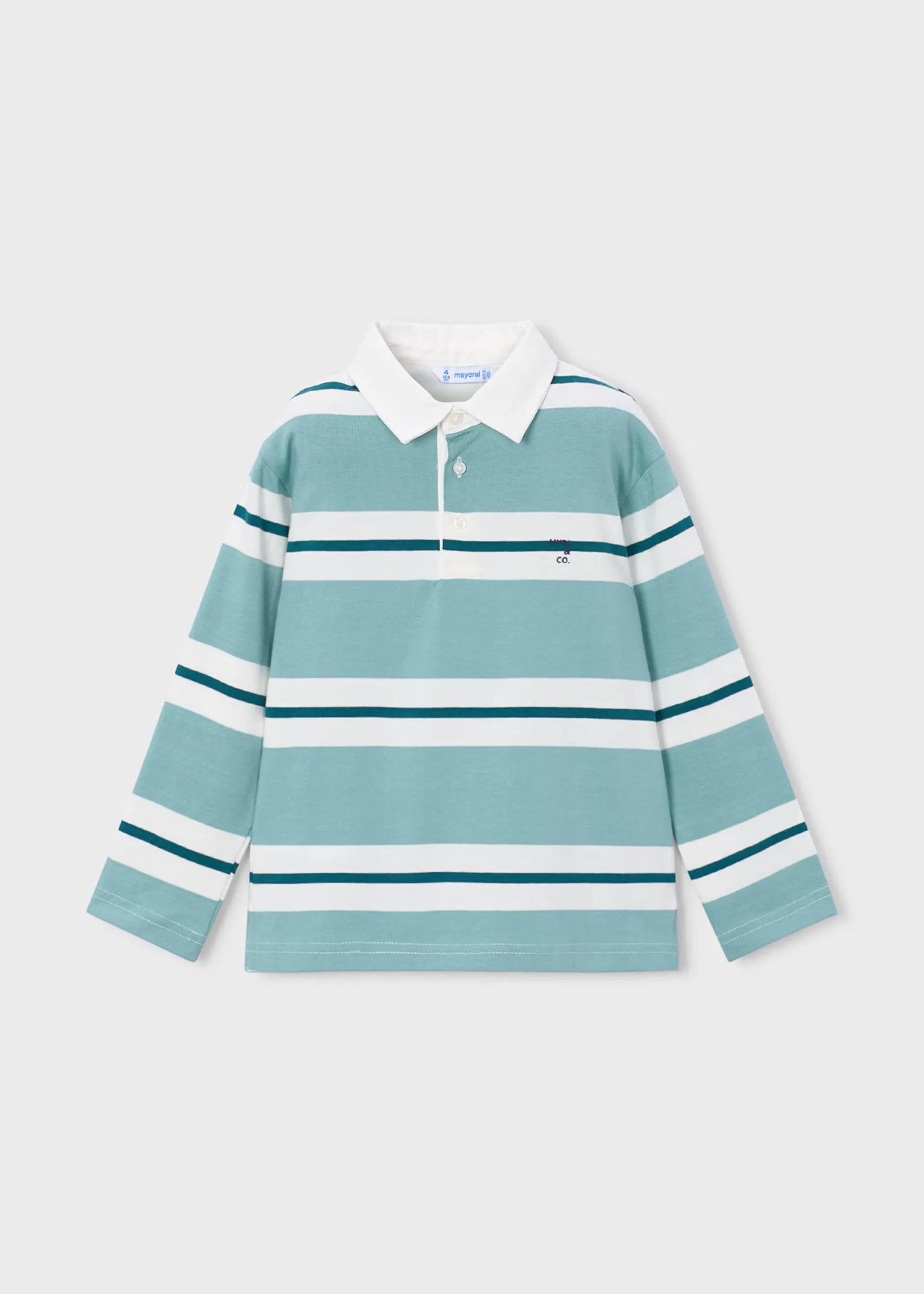 Polo Manga Larga Lineas Verde Menta Mayoral Moda