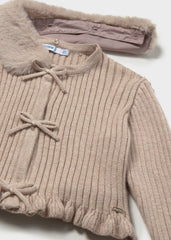 Saco Tejido Cuello Peluche Café Mayoral Detalle