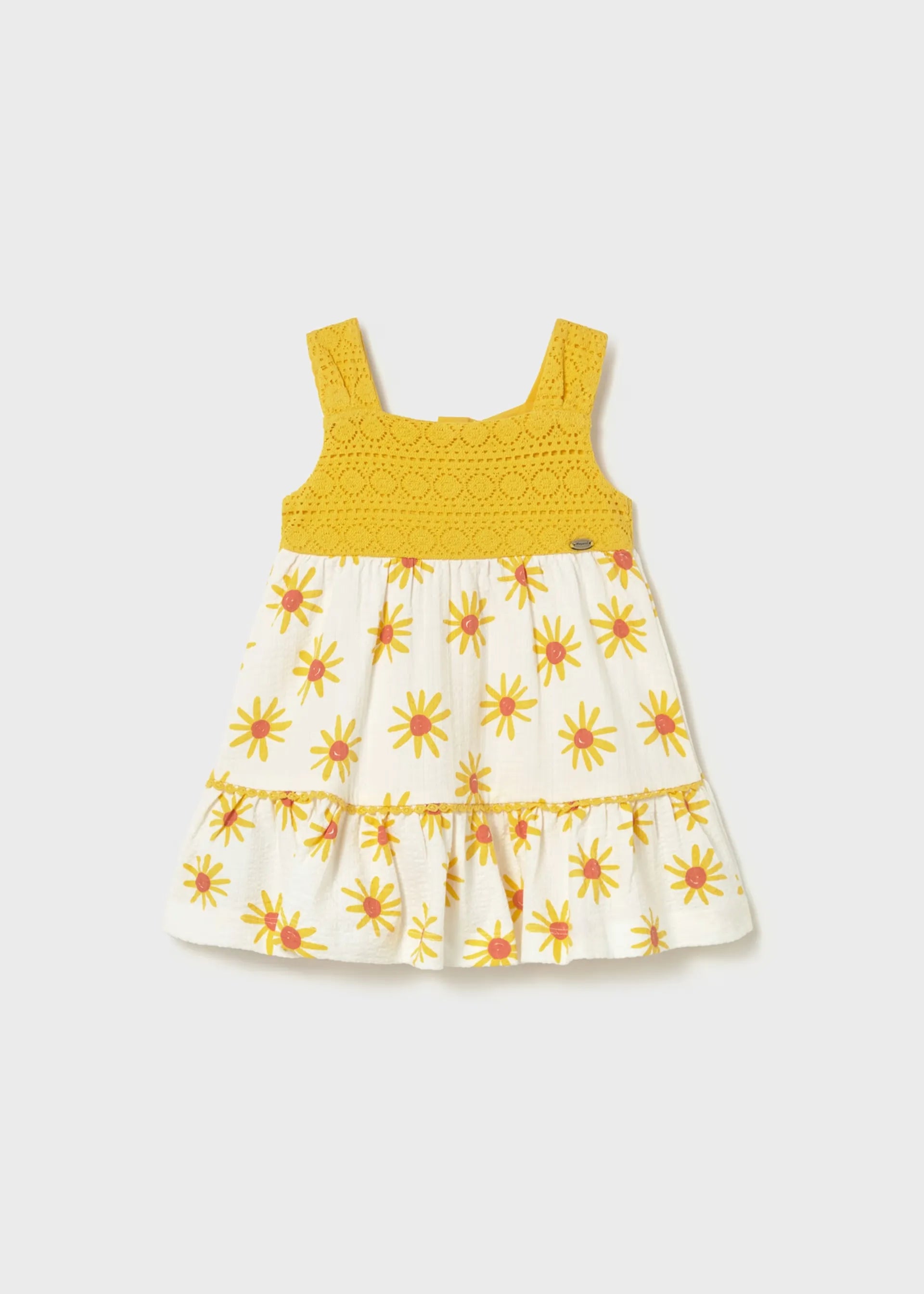 Vestido Combinado Margaritas Amarillo Mayoral