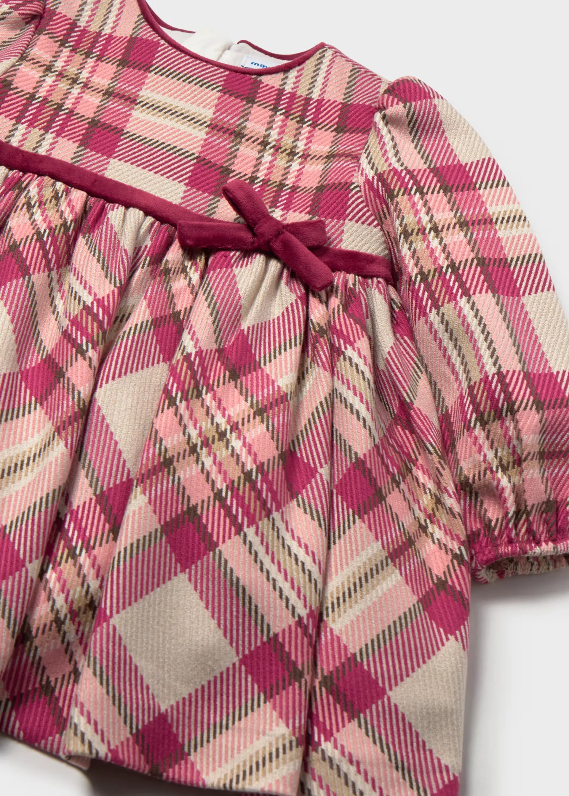 Vestido Cuadros Moño Frambuesa Mayoral detalle 