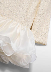 Vestido Perlas Lentejuelas Crema Abel & Lula Detalle
